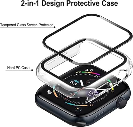 Apple Watch 49 mm Şeffaf Ekran Koruyucu ve Kılıf Bir Arada Tam Koruma Şeffaf Saat Kılıfı