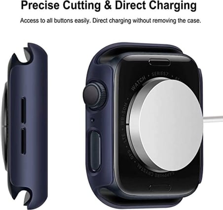 Apple Watch 49 mm Lacivert Ekran Koruyucu ve Kılıf Bir Arada Tam Koruma Lacivert Saat Kılıfı
