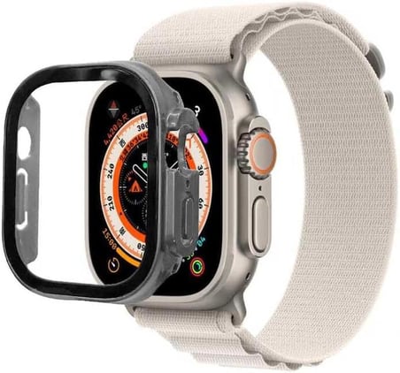Apple ile uyumlu Watch Ultra 49mm Sert PC Kasa Koruyucu Watch Gard 22 Gri