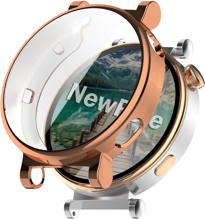 Huawei Watch GT4 41mm İçin Watch Ekran Koruyucu Kırılmaz Cam ve Tam Kaplayan Watch Kasa Koruyucu Kılıf Yüksek Hassasiyetli Kılıf Huawei Watch GT4 41mm ile Uyumludur (Rose)