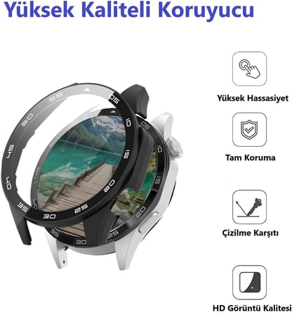 Huawei Watch GT4 41mm İçin Watch Ekran Koruyucu Kırılmaz Cam ve Tam Kaplayan Watch Kasa Koruyucu Kılıf Yüksek Hassasiyetli Kılıf Huawei Watch GT4 41mm ile Uyumludur (Rose)