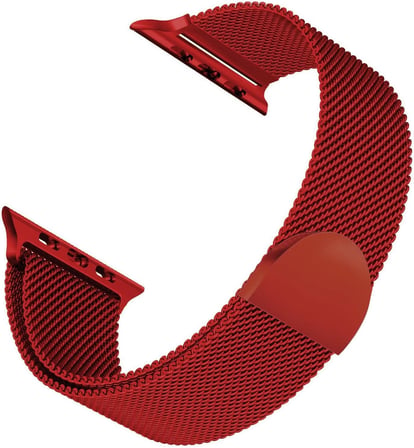 Apple Watch Series 8 41mm için Kordon Luxe Metal Twist Koyu Kırmızı [Watch Series 8 41mm ile Uyumlu Kordon - Kırmızı]