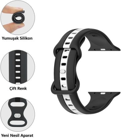 Kordon Dual Renkli Kopma Karşıtı Kordon Spor Rahatsız Etmeyen Watch Ultra 2/1 9 8 SE 7 6 5 4 3 2 1 ile Uyumlu Kordon