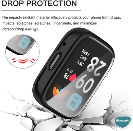 Xiaomi Redmi Watch 3 Active için Kılıf 360 Full Round Soft Silicone Şeffaf [Redmi Watch 3 Active ile Uyumlu Kılıf - Şeffaf]