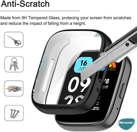 Xiaomi Redmi Watch 3 Active için Kılıf 360 Full Round Soft Silicone Şeffaf [Redmi Watch 3 Active ile Uyumlu Kılıf - Şeffaf]