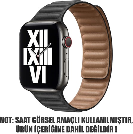 Apple Watch Series 9 41mm için Kordon Leather Link Band Siyah [Watch Series 9 41mm ile Uyumlu Kordon - Siyah]
