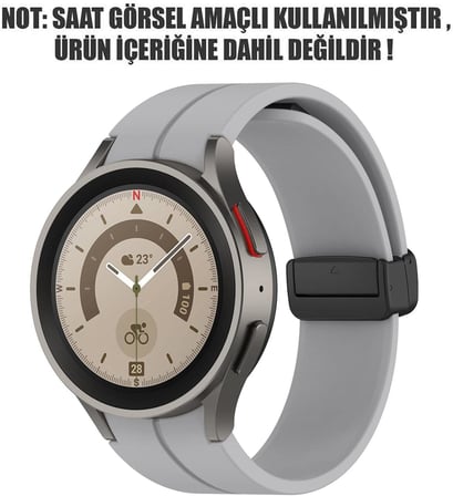 Samsung Galaxy Watch 6 40mm için Kordon Ribbon Line Gri [Galaxy Watch 6 40mm ile Uyumlu Kordon - Gri]