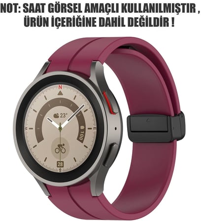 Samsung Galaxy Watch 6 40mm için Kordon Ribbon Line Bordo [Galaxy Watch 6 40mm ile Uyumlu Kordon - Bordo]