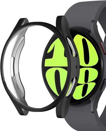Samsung Galaxy Watch 6 Classic 43mm için Kılıf 360 Full Round Soft Silicone Siyah [Galaxy Watch 6 Classic 43mm ile Uyumlu Kılıf - Siyah]