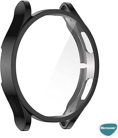 Samsung Galaxy Watch 6 Classic 43mm için Kılıf 360 Full Round Soft Silicone Siyah [Galaxy Watch 6 Classic 43mm ile Uyumlu Kılıf - Siyah]