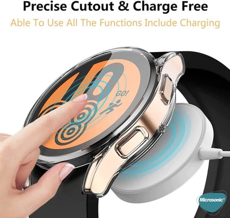 Samsung Galaxy Watch 6 Classic 43mm için Kılıf 360 Full Round Soft Silicone Siyah [Galaxy Watch 6 Classic 43mm ile Uyumlu Kılıf - Siyah]