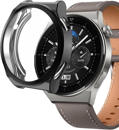 Huawei Watch 4 Pro için Kılıf 360 Full Round Soft Silicone Siyah [Watch 4 Pro ile Uyumlu Kılıf - Siyah]