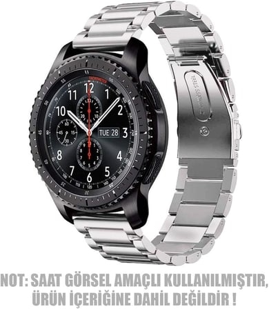 Amazfit Bip 3 Metal Stainless Steel Kordon (Amazfit Bip 3 ile Uyumlu Kordon, Akıllı Saat Kayışı)
