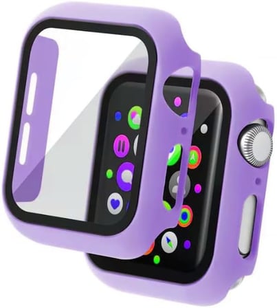 Apple Watch uyumlu 360 Derece Koruma Watch Seri 1 2 3 4 5 6 7 8 SE Ultra 38mm 40mm 42mm 44mm Kasa ve Ekran Koruyucu (42mm Pastel Mor)