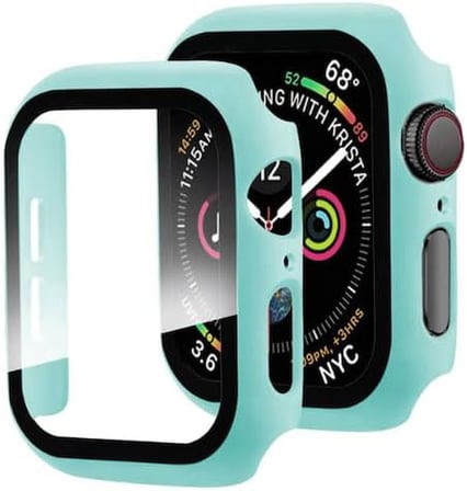 Apple Watch uyumlu 360 Derece Koruma Watch Seri 1 2 3 4 5 6 7 8 SE Ultra 38mm 40mm 42mm 44mm Kasa ve Ekran Koruyucu (42mm Turkuaz)