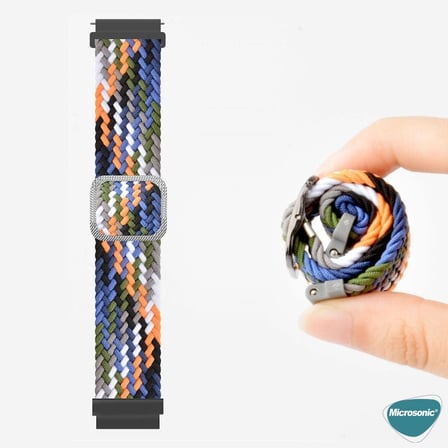 Amazfit GTR 2 Classic 47mm için Kordon Braided Loop Band Siyah Beyaz [GTR 2 Classic ile Uyumlu Kordon - Siyah - Beyaz]