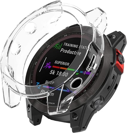 Garmin Fenix 6 Pro için Kılıf 360 Full Round Soft Silicone Şeffaf [Fenix 6 Pro ile Uyumlu Kılıf - Şeffaf]