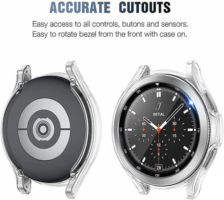 Samsung Galaxy Watch 4 Classic 46mm için Kılıf 360 Full Round Soft Silicone Şeffaf [Galaxy Watch 4 Classic 46mm ile Uyumlu Kılıf - Şeffaf]