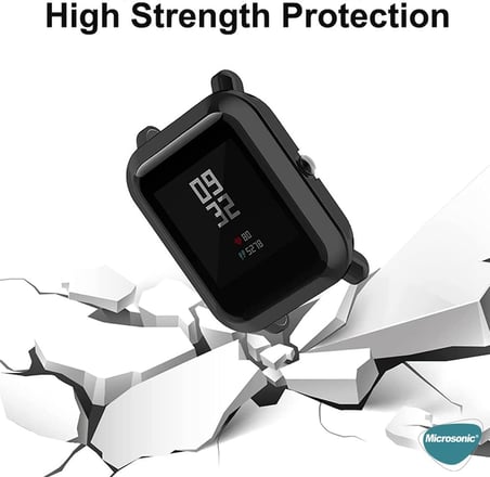 Amazfit Bip için Kılıf 360 Full Round Soft Silicone Siyah [Bip ile Uyumlu Kılıf - Siyah]