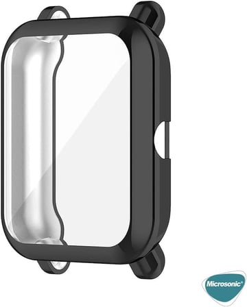 Amazfit Bip için Kılıf 360 Full Round Soft Silicone Siyah [Bip ile Uyumlu Kılıf - Siyah]