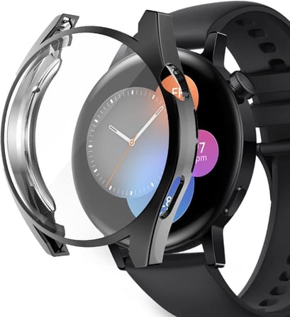 Huawei Watch GT3 42mm için Kılıf 360 Full Round Soft Silicone Siyah [Watch GT3 42mm ile Uyumlu Kılıf - Siyah]