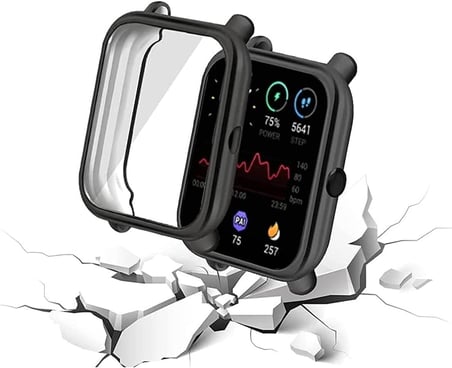 Amazfit GTS 2 ile uyumlu Silikon Siyah Ekran Koruma Kılıf Tam Kaplayan Amazfit GTS 2 ile uyumlu Pastiche Koruma Kılıf