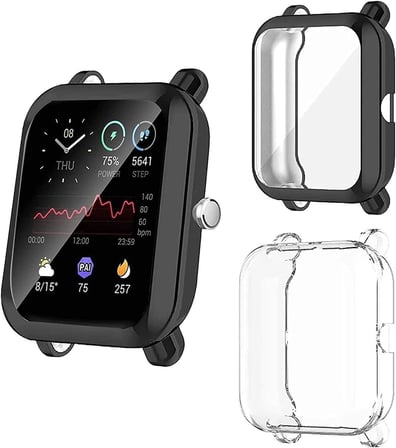Amazfit GTS 2 ile uyumlu Silikon Siyah Ekran Koruma Kılıf Tam Kaplayan Amazfit GTS 2 ile uyumlu Pastiche Koruma Kılıf