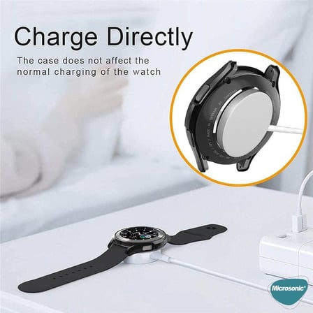 Samsung Galaxy Watch 4 Classic 42mm için Kılıf 360 Full Round Soft Silicone Gümüş [Galaxy Watch 4 Classic 42mm ile Uyumlu Kılıf - Gümüş]