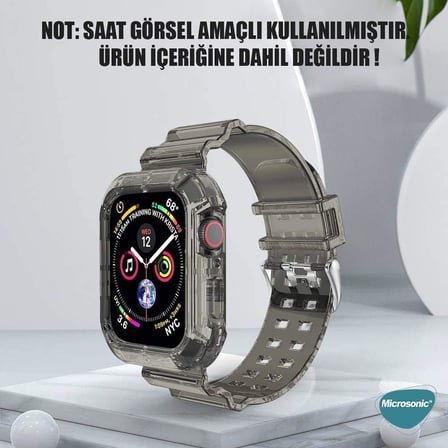 Apple Watch Series 3 38mm için Kordon Transparent Clear Band Siyah