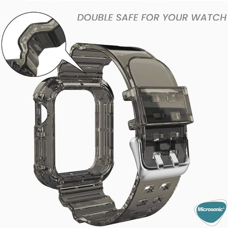 Apple Watch Series 3 38mm için Kordon Transparent Clear Band Siyah