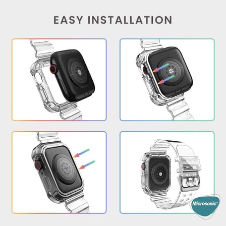 Apple Watch Series 3 38mm için Kordon Transparent Clear Band Siyah