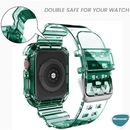 Apple Watch Series 3 38mm için Kordon Transparent Clear Band Yeşil