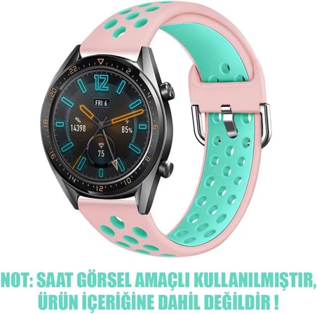 Huawei Watch GT2 Pro Rainbow Sport Band için Kordon Açık Pembe Turkuaz