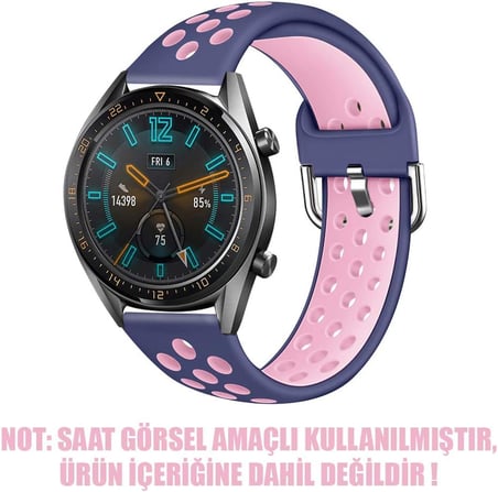 Huawei Watch GT 2e Rainbow Sport Band için Kordon Lacivert Pembe