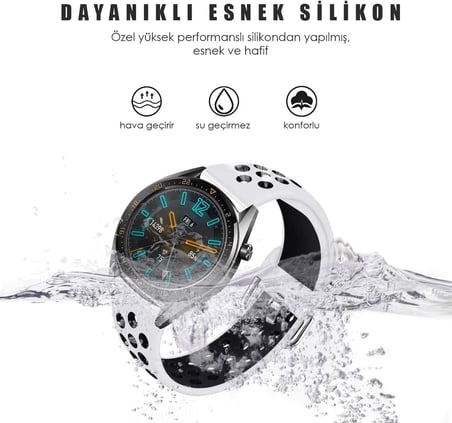 Amazfit Pace 2 Stratos Rainbow Sport Band için Kordon Beyaz Siyah