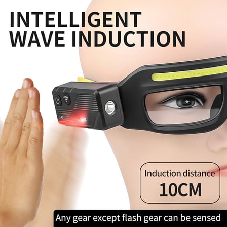 Hareket sensörü ve dokunmatik kontrollü LED Koruycu güvenlik Gözlük, Gece Koşusu, Kamp, Balıkçılık, Bisiklet, Yürüyüş, kitap Okuma Eller Serbest Aydınlatma için 5 modlu USB C ışıklı (sarı)