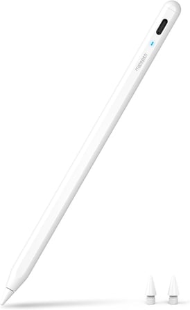 Kalem A8 iPad 2018-2025 ile Uyumlu, 2X Daha Hızlı Şarj, Avuç İçi Reddi, Eğim Hassasiyeti Stylus Kalem Apple iPad 11/10/9/8/7/6 Gen, Pro 12.9/11'', Air 3.-5. Mini 5./6 (Beyaz)