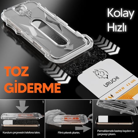 Ekran Koruyucu iPhone 18 Pro Max / 17 Pro Max İle Uyumlu PREMIUM Hizalama Aparatlı ve Takılırken Camın Altında Kesinlikle Toz Bırakmayan Darbelere Karşı Ekstra Güçlü HD Ekran Koruyucu Cam