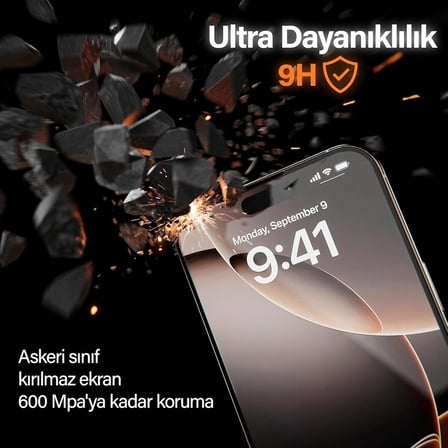 Ekran Koruyucu iPhone 18 Pro Max / 17 Pro Max İle Uyumlu PREMIUM Hizalama Aparatlı ve Takılırken Camın Altında Kesinlikle Toz Bırakmayan Darbelere Karşı Ekstra Güçlü HD Ekran Koruyucu Cam