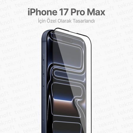 iPhone 17 Pro Max için Kolay Kurulum Kitli Takılırken Camın Altında Kesinlikle Toz Bırakmayan Ekstra Güçlendirilmiş Tam Koruma Sağlayan Pürüzsüz Lazer Kesim Premium Ekran Koruyucu Kırılmaz Cam