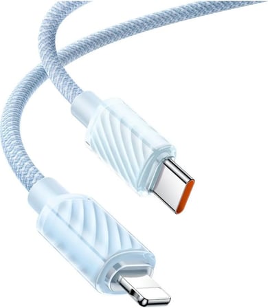 CA-3661 Crystal Serisi Type-c to Lightning 36W PD Hızlı Şarj ve Veri Aktarım Örgü Kablo Mavi 1.2 Metre