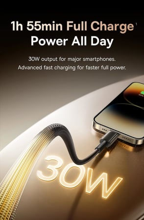 Tungsten Gold Air 30W Type-C to Lightning (iP) Hızlı Şarj ve Veri Aktarım Kablosu, PD Destekli Örgülü Kopmaz Yapı, iPhone ve iPad Uyumlu, 2 Metre, Cluster Siyah