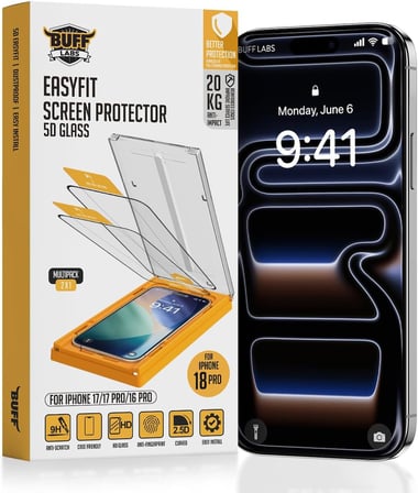 5D Glass EasyFit 2 Adet Kolay Uygulama Aparatlı Ekran Koruyucu Temperli Şeffaf Cam (iPhone 17 / iPhone 17 Pro/iPhone 16 Pro)