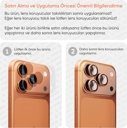 iPhone 17 Pro Max için Kolay Kurulum Kamera Adası Lens Etrafı Koruyucu TPU Film – Tam Kaplayan Koruma 2’li Paket (!!18 SERİSİ UYUMLU DEĞİLDİR!!) (17 Pro Max)