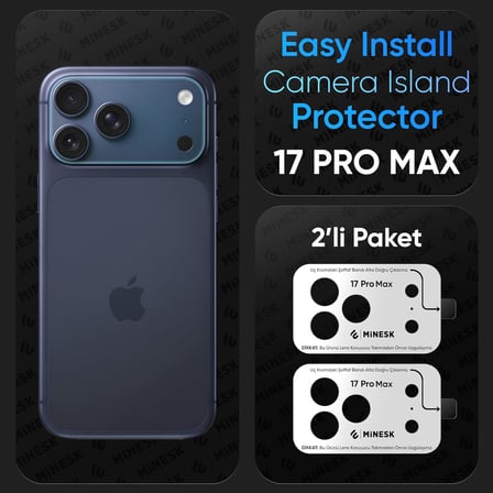 iPhone 17 Pro Max için Kolay Kurulum Kamera Adası Lens Etrafı Koruyucu TPU Film – Tam Kaplayan Koruma 2’li Paket (!!18 SERİSİ UYUMLU DEĞİLDİR!!) (17 Pro Max)