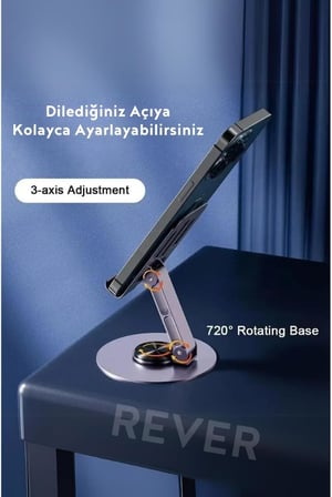 Masaüstü Telefon Tutucu Metal Katlanabilir 360° Ayarlanabilir Yükseklik ve Açı Ayarlı