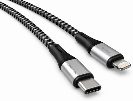 Type C-Lightning Uyumlu ÖRGÜLÜ Kablo, 27Watt PD Hızlı Şarj, Wahoo (1Ad x 1Metre GriSiyah)