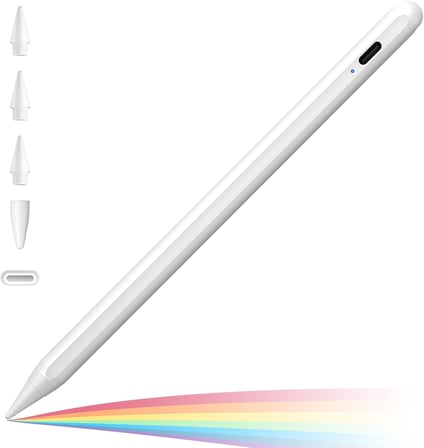 iPad(2018-2024) için Stylus Kalem,iPad Pro 11/13 inç M4,iPad Air 11/13 inç M2,iPad 10/9/8/7/6,iPad Air 5/4/3,iPad Pro 11/12.9",iPad Mini 6/5 için Eğim Sensörlü Avuç İçi Reddi Aktif Stylus Kalem