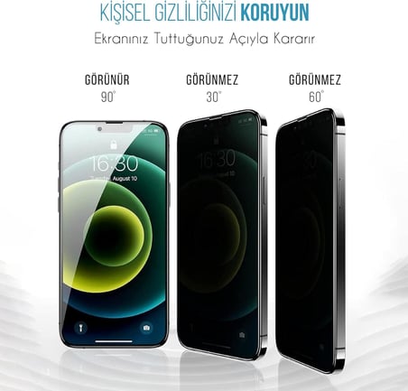 iPhone 13 / 13 Pro / 14 / 16E / 17e İle Uyumlu Hayalet Ekran Koruyucu Yandan Görünmez Gizli Kurulum Kitli Camın Altında Toz Bırakmayan Darbelere Karşı Ekstra Dayanıklı Kırılmaz Cam Koruma