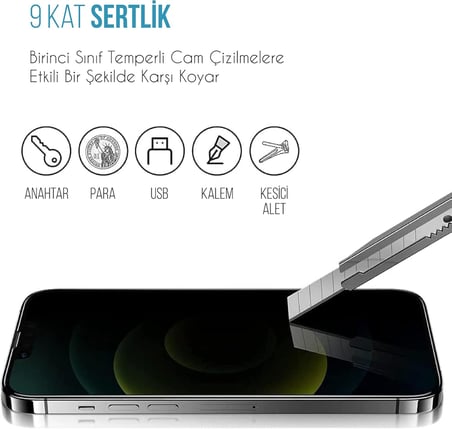 iPhone 13 / 13 Pro / 14 / 16E / 17e İle Uyumlu Hayalet Ekran Koruyucu Yandan Görünmez Gizli Kurulum Kitli Camın Altında Toz Bırakmayan Darbelere Karşı Ekstra Dayanıklı Kırılmaz Cam Koruma